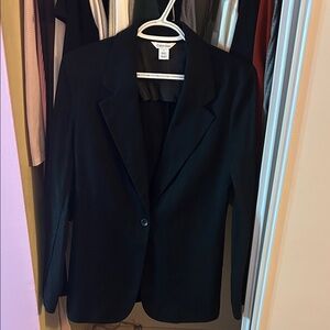 CALVIN KLEIN - Linen-Cotton Blend Soft Black Suit Jacket